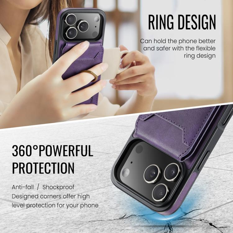 For iPhone 17 Pro MAGKING K1 MagSafe Detachable Wallet RFID Back Cover Phone Case(Purple) - iPhone 17 Pro Cases by MAGKING | Online Shopping UK | buy2fix