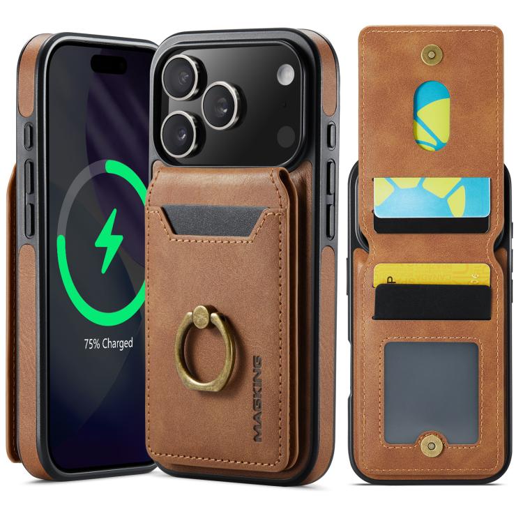 For iPhone 17 Pro MAGKING K1 MagSafe Detachable Wallet RFID Back Cover Phone Case(Brown) - iPhone 17 Pro Cases by MAGKING | Online Shopping UK | buy2fix