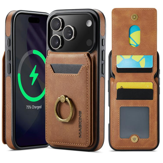 For iPhone 17 Pro MAGKING K1 MagSafe Detachable Wallet RFID Back Cover Phone Case(Brown) - iPhone 17 Pro Cases by MAGKING | Online Shopping UK | buy2fix
