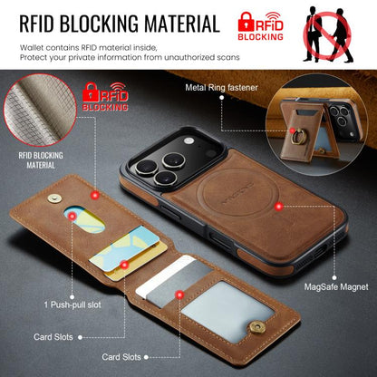 For iPhone 17 Pro MAGKING K1 MagSafe Detachable Wallet RFID Back Cover Phone Case(Brown) - iPhone 17 Pro Cases by MAGKING | Online Shopping UK | buy2fix