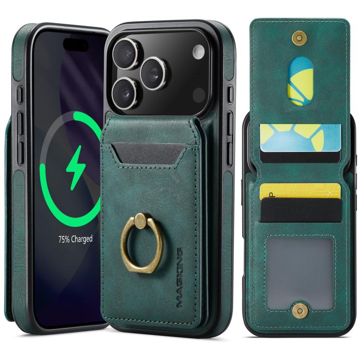 For iPhone 17 Pro MAGKING K1 MagSafe Detachable Wallet RFID Back Cover Phone Case(Green) - iPhone 17 Pro Cases by MAGKING | Online Shopping UK | buy2fix
