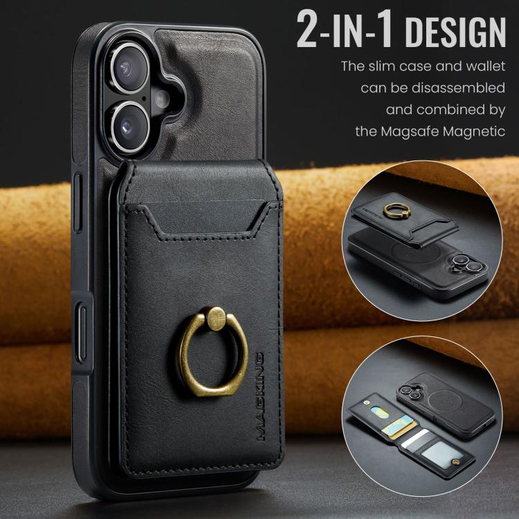 For iPhone 17 MAGKING K1 MagSafe Detachable Wallet RFID Back Cover Phone Case(Black) - iPhone 17 Cases by MAGKING | Online Shopping UK | buy2fix