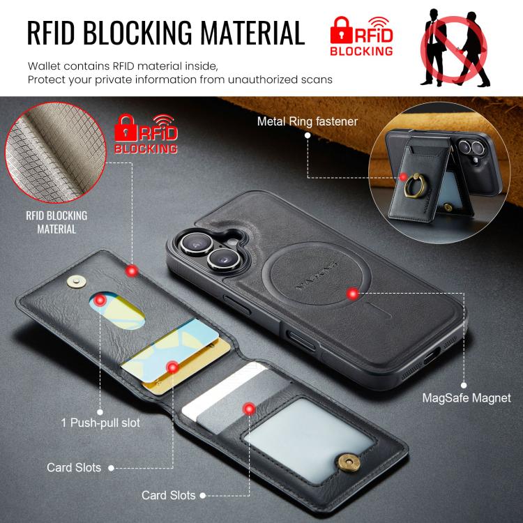 For iPhone 17 MAGKING K1 MagSafe Detachable Wallet RFID Back Cover Phone Case(Black) - iPhone 17 Cases by MAGKING | Online Shopping UK | buy2fix