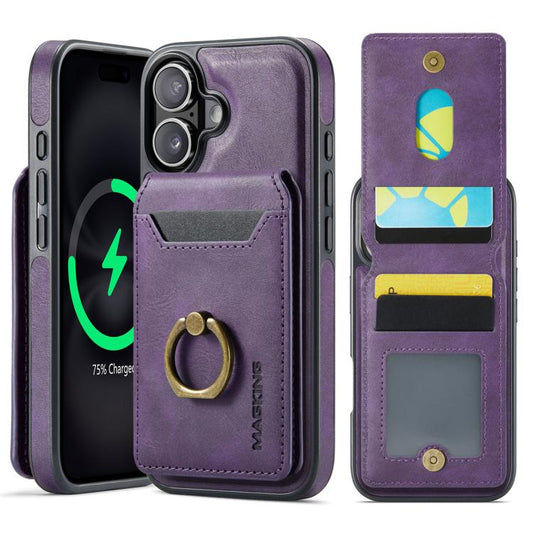 For iPhone 17 MAGKING K1 MagSafe Detachable Wallet RFID Back Cover Phone Case(Purple) - iPhone 17 Cases by MAGKING | Online Shopping UK | buy2fix