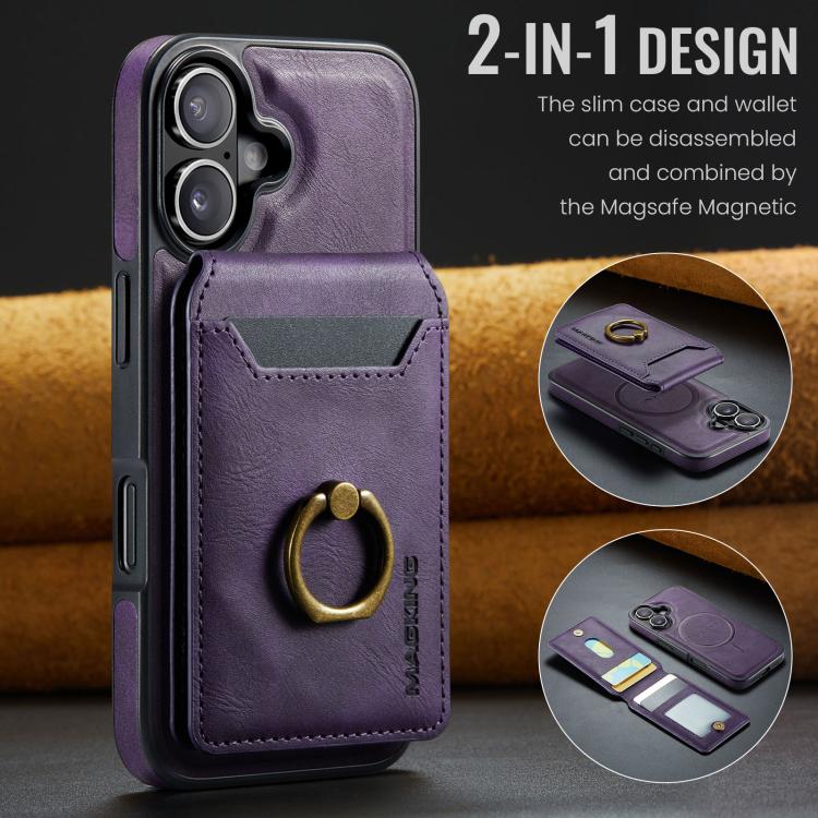 For iPhone 17 MAGKING K1 MagSafe Detachable Wallet RFID Back Cover Phone Case(Purple) - iPhone 17 Cases by MAGKING | Online Shopping UK | buy2fix
