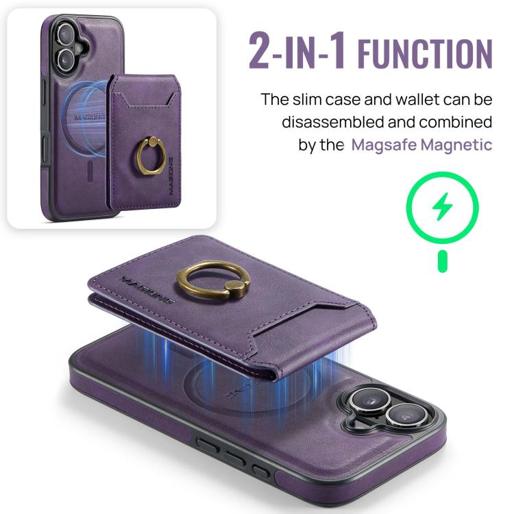 For iPhone 17 MAGKING K1 MagSafe Detachable Wallet RFID Back Cover Phone Case(Purple) - iPhone 17 Cases by MAGKING | Online Shopping UK | buy2fix