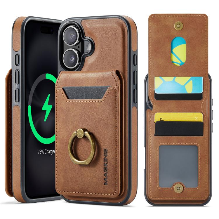 For iPhone 17 MAGKING K1 MagSafe Detachable Wallet RFID Back Cover Phone Case(Brown) - iPhone 17 Cases by MAGKING | Online Shopping UK | buy2fix