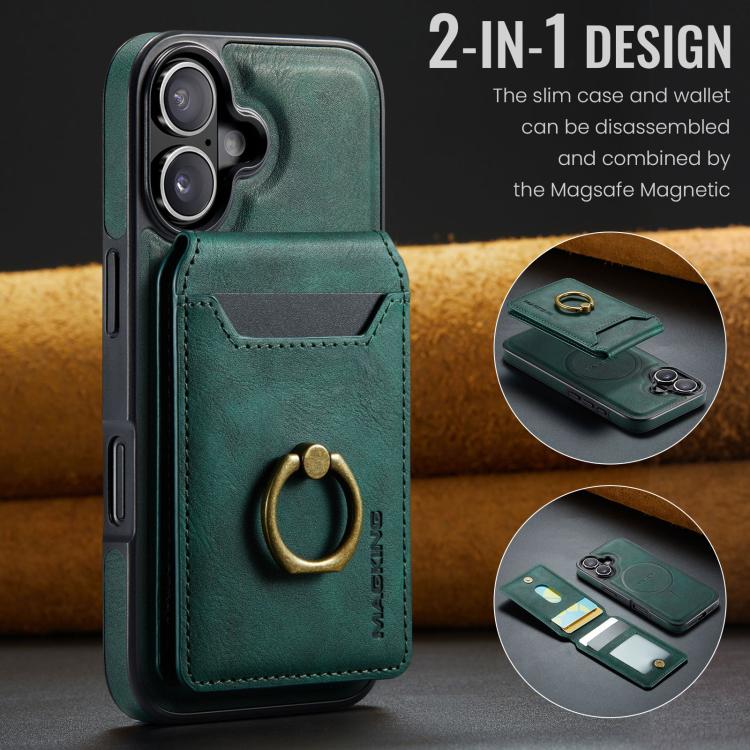 For iPhone 17 MAGKING K1 MagSafe Detachable Wallet RFID Back Cover Phone Case(Green) - iPhone 17 Cases by MAGKING | Online Shopping UK | buy2fix