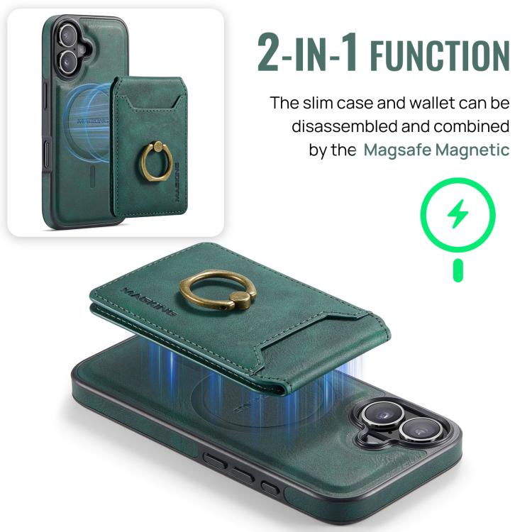 For iPhone 17 MAGKING K1 MagSafe Detachable Wallet RFID Back Cover Phone Case(Green) - iPhone 17 Cases by MAGKING | Online Shopping UK | buy2fix