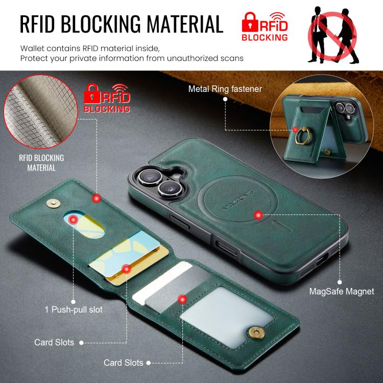 For iPhone 17 MAGKING K1 MagSafe Detachable Wallet RFID Back Cover Phone Case(Green) - iPhone 17 Cases by MAGKING | Online Shopping UK | buy2fix