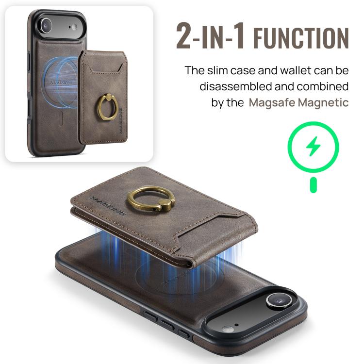 For iPhone Air MAGKING K1 MagSafe Detachable Wallet RFID Back Cover Phone Case(Coffee) - iPhone Air Cases by MAGKING | Online Shopping UK | buy2fix