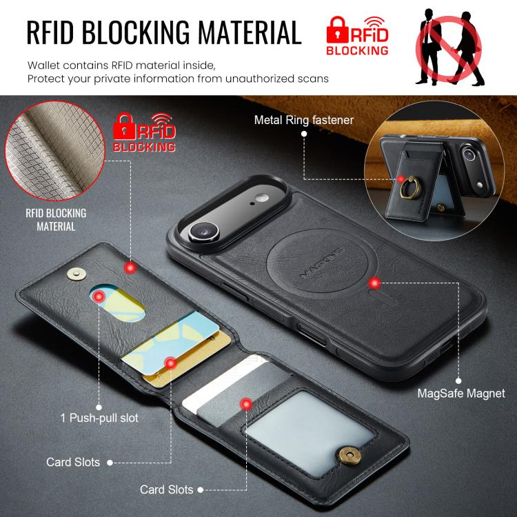 For iPhone Air MAGKING K1 MagSafe Detachable Wallet RFID Back Cover Phone Case(Black) - iPhone Air Cases by MAGKING | Online Shopping UK | buy2fix
