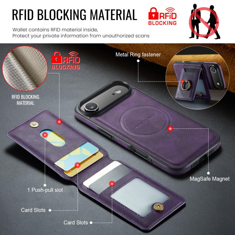 For iPhone Air MAGKING K1 MagSafe Detachable Wallet RFID Back Cover Phone Case(Purple) - iPhone Air Cases by MAGKING | Online Shopping UK | buy2fix
