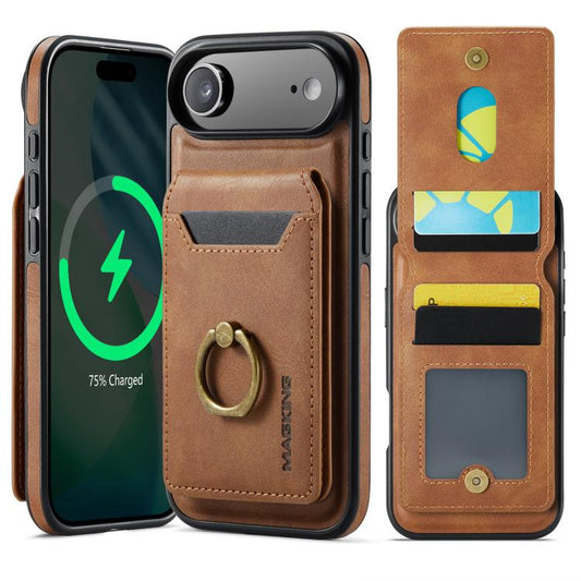 For iPhone Air MAGKING K1 MagSafe Detachable Wallet RFID Back Cover Phone Case(Brown) - iPhone Air Cases by MAGKING | Online Shopping UK | buy2fix