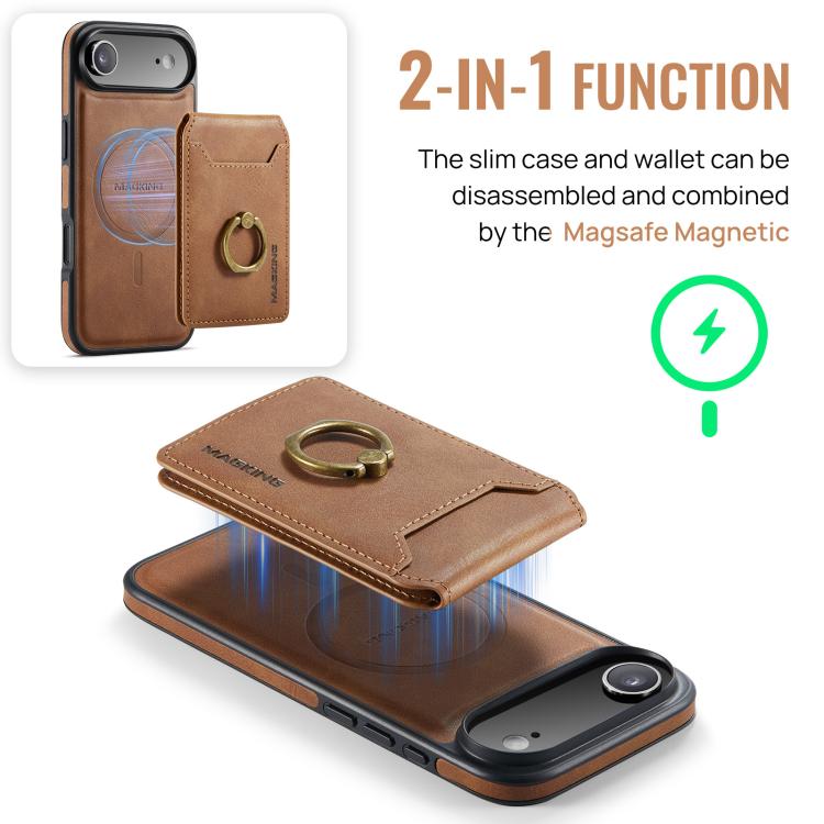 For iPhone Air MAGKING K1 MagSafe Detachable Wallet RFID Back Cover Phone Case(Brown) - iPhone Air Cases by MAGKING | Online Shopping UK | buy2fix