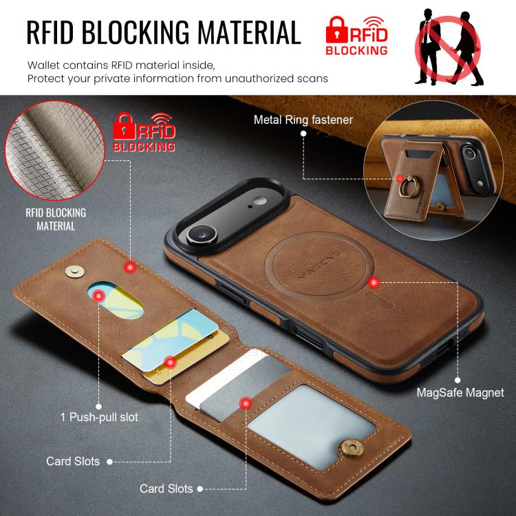For iPhone Air MAGKING K1 MagSafe Detachable Wallet RFID Back Cover Phone Case(Brown) - iPhone Air Cases by MAGKING | Online Shopping UK | buy2fix