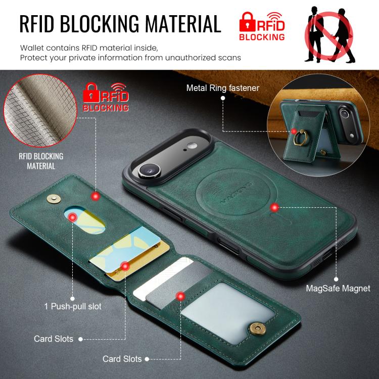 For iPhone Air MAGKING K1 MagSafe Detachable Wallet RFID Back Cover Phone Case(Green) - iPhone Air Cases by MAGKING | Online Shopping UK | buy2fix