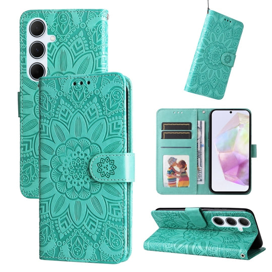 For Galaxy A36 5G Embossed Sunflower Leather Phone Case(Green)
