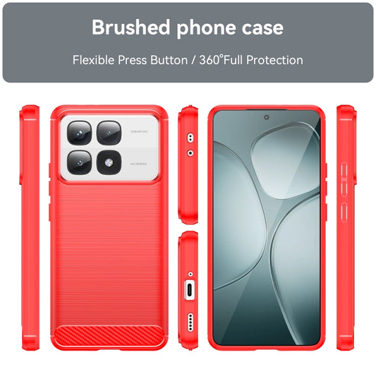 For Redmi K70 Ultra Brushed Texture Carbon Fiber TPU Phone Case(Red) by buy2fix