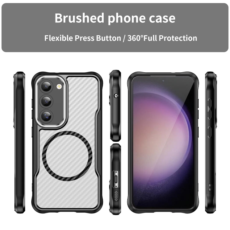 For Samsung Galaxy S23 5G Carbon Fiber Texture MagSafe Translucent Phone Case(Black) - Galaxy S23 5G Cases by buy2fix | Online Shopping UK | buy2fix