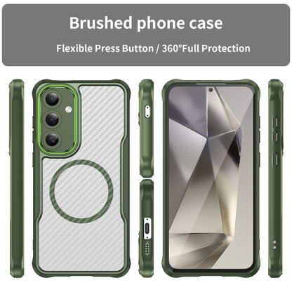 For Samsung Galaxy S24 FE 5G Carbon Fiber Texture MagSafe Translucent Phone Case(Green) - Galaxy S24 FE 5G Cases by buy2fix | Online Shopping UK | buy2fix