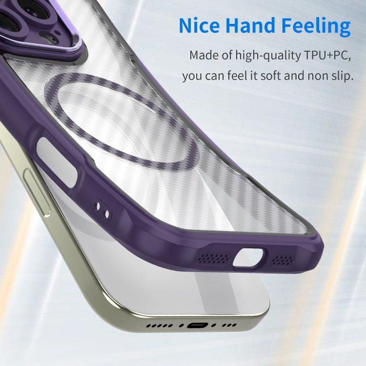 For Samsung Galaxy S24 FE 5G Carbon Fiber Texture MagSafe Translucent Phone Case(Purple) - Galaxy S24 FE 5G Cases by buy2fix | Online Shopping UK | buy2fix