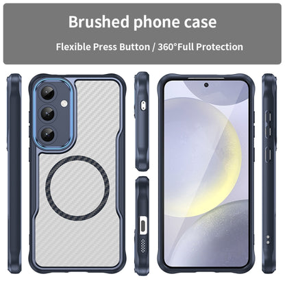 For Samsung Galaxy S25+ 5G Carbon Fiber Texture MagSafe Translucent Phone Case(Blue) by buy2fix