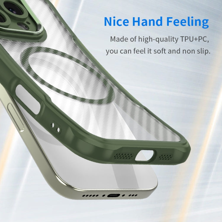 For Samsung Galaxy S25+ 5G Carbon Fiber Texture MagSafe Translucent Phone Case(Green) - Galaxy S25+ 5G Cases by buy2fix | Online Shopping UK | buy2fix