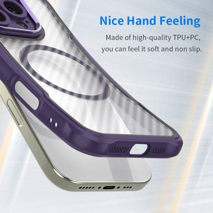 For Samsung Galaxy S25+ 5G Carbon Fiber Texture MagSafe Translucent Phone Case(Purple) - Galaxy S25+ 5G Cases by buy2fix | Online Shopping UK | buy2fix