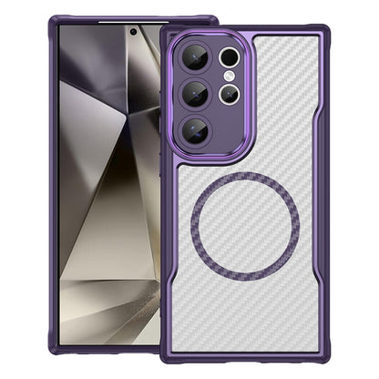 For Samsung Galaxy S25 Ultra 5G Carbon Fiber Texture MagSafe Translucent Phone Case(Purple) by buy2fix