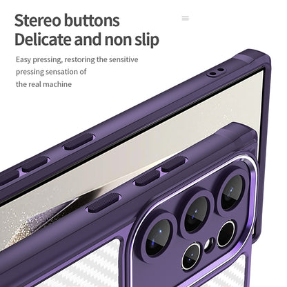 For Samsung Galaxy S25 Ultra 5G Carbon Fiber Texture MagSafe Translucent Phone Case(Purple) by buy2fix