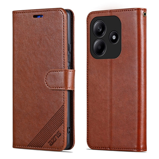 For Redmi Note 14 5G AZNS Sheepskin Texture Flip Leather Phone Case(Brown) by AZNS