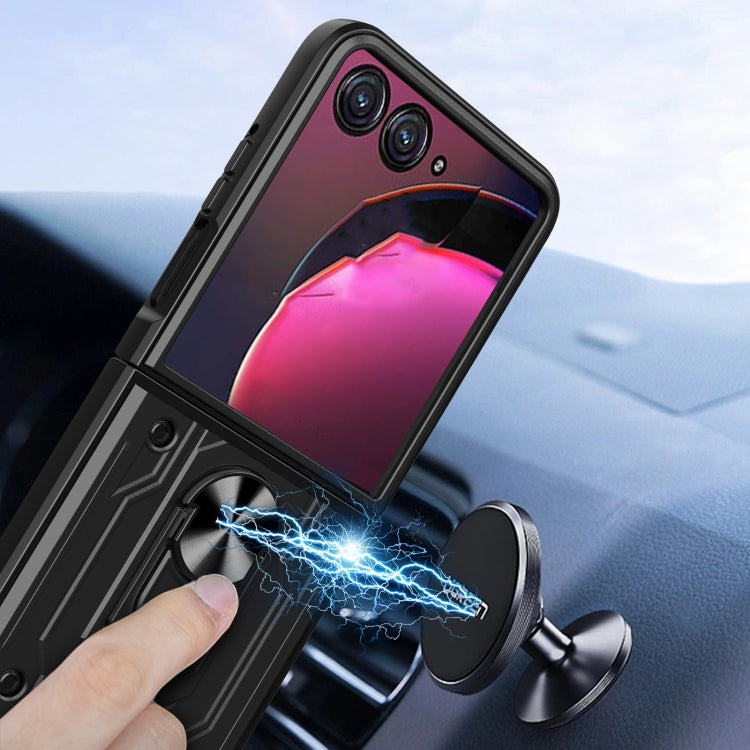 For Motorola Razr 50 Magnetic Holder TPU+PC Phone Case(Rose Gold) by buy2fix