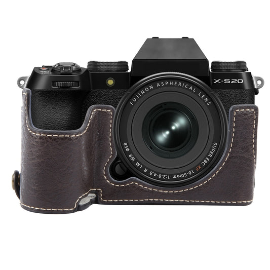 For FUJIFILM X-S20 Buffalo Texture PU Leather Camera Half Case Base(Dark Coffee) - Half Case by buy2fix | Online Shopping UK | buy2fix