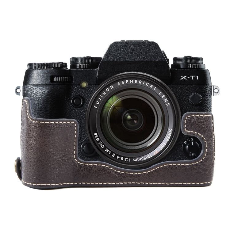 For FUJIFILM X-T1 Buffalo Texture PU Leather Camera Half Case Base(Dark Coffee) - Half Case by buy2fix | Online Shopping UK | buy2fix