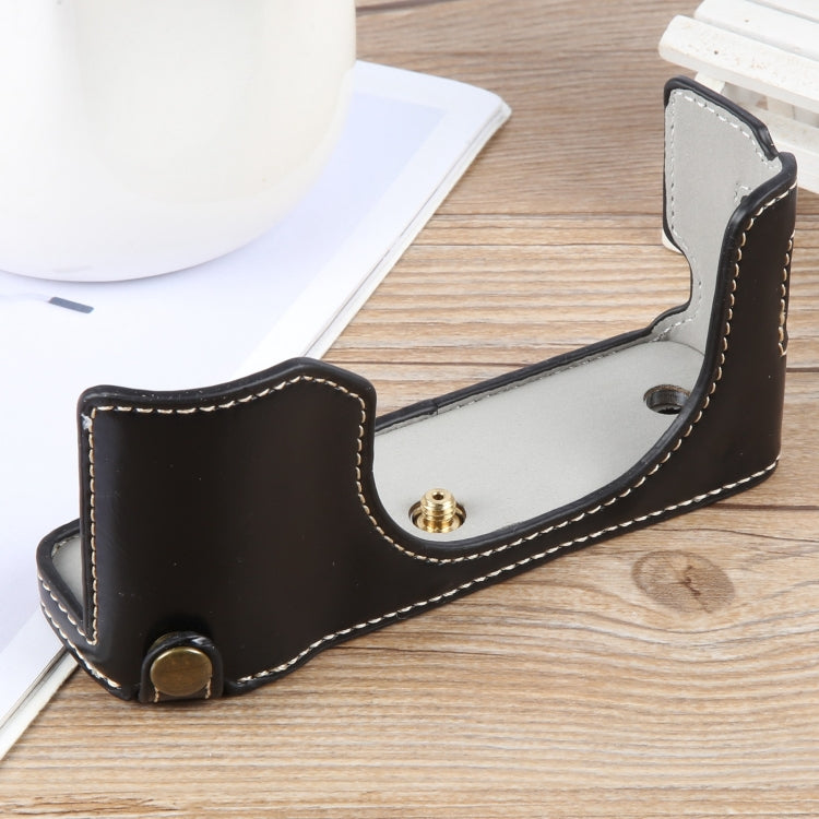 For FUJIFILM X100VI Glossy PU Leather Camera Half Case Base(Black) - Half Case by buy2fix | Online Shopping UK | buy2fix