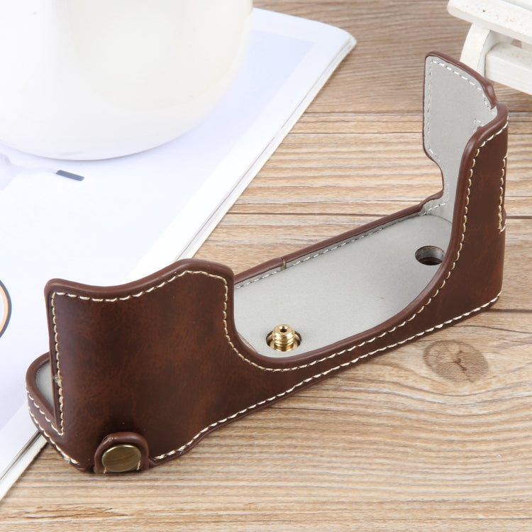 For FUJIFILM X100VI Glossy PU Leather Camera Half Case Base(Coffee) - Half Case by buy2fix | Online Shopping UK | buy2fix