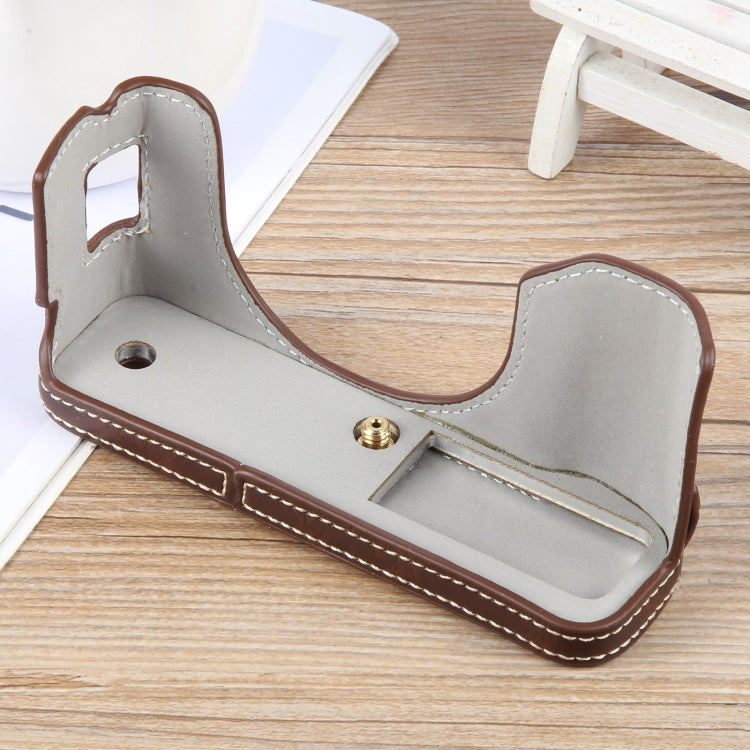 For FUJIFILM X100VI Glossy PU Leather Camera Half Case Base(Coffee) - Half Case by buy2fix | Online Shopping UK | buy2fix