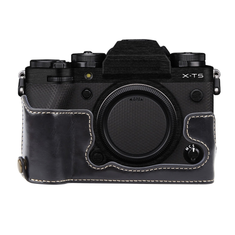For FUJIFILM X-T5 Glossy PU Leather Camera Half Case Base(Black) - Half Case by buy2fix | Online Shopping UK | buy2fix