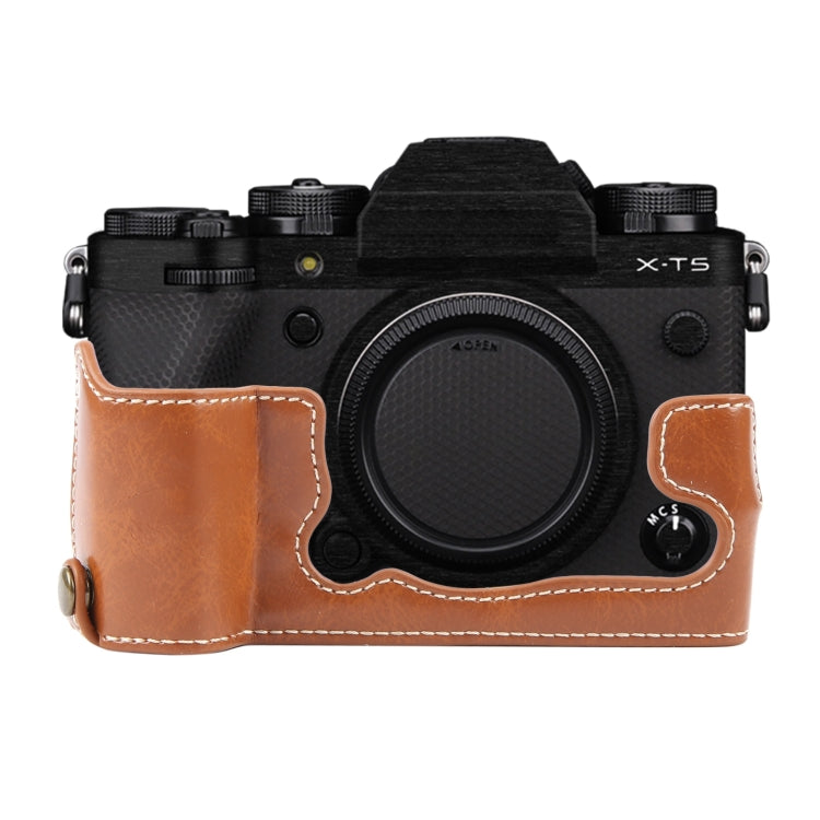 For FUJIFILM X-T5 Glossy PU Leather Camera Half Case Base(Brown) - Half Case by buy2fix | Online Shopping UK | buy2fix
