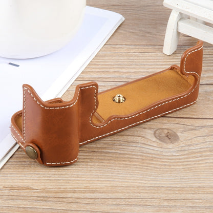 For FUJIFILM X-T5 Glossy PU Leather Camera Half Case Base(Brown) - Half Case by buy2fix | Online Shopping UK | buy2fix