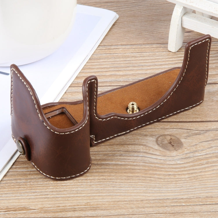 For Sony ILCE-7CM2 / Alpha 7C II Glossy PU Leather Camera Half Case Base(Coffee) - Half Case by buy2fix | Online Shopping UK | buy2fix