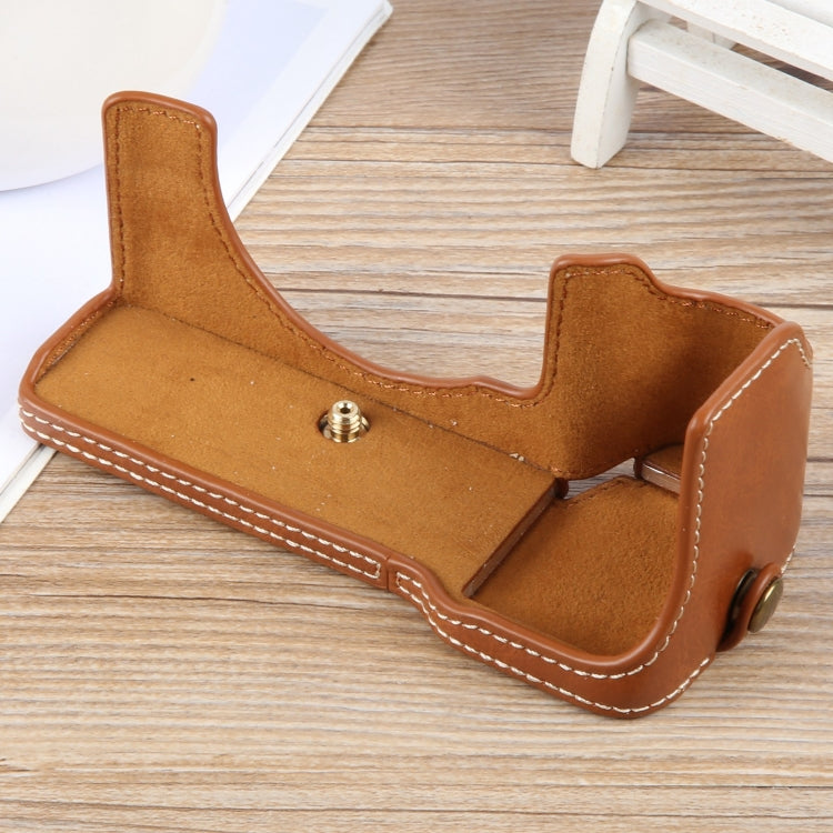 For Sony ILCE-7CM2 / Alpha 7C II Glossy PU Leather Camera Half Case Base(Brown) - Half Case by buy2fix | Online Shopping UK | buy2fix