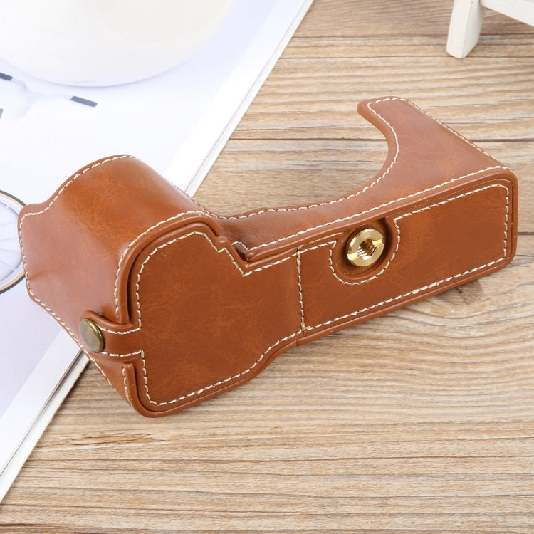 For Sony ILCE-7CM2 / Alpha 7C II Glossy PU Leather Camera Half Case Base(Brown) - Half Case by buy2fix | Online Shopping UK | buy2fix