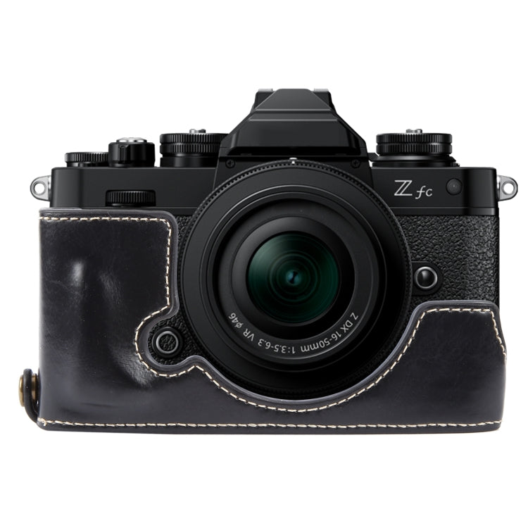 For Nikon ZFC Glossy PU Leather Camera Half Case Base(Black) - Half Case by buy2fix | Online Shopping UK | buy2fix