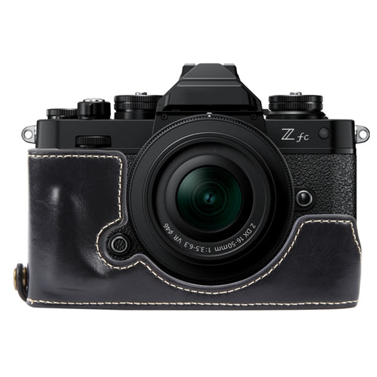 For Nikon ZFC Glossy PU Leather Camera Half Case Base(Black) - Half Case by buy2fix | Online Shopping UK | buy2fix