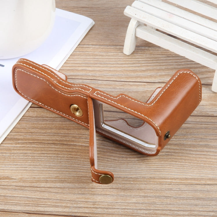 For Nikon ZFC Glossy PU Leather Camera Half Case Base(Brown) - Half Case by buy2fix | Online Shopping UK | buy2fix