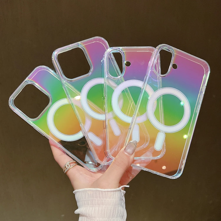 For iPhone 16e Gradient Color MagSafe Airbag Full Coverage Phone Case(Rainbow) - iPhone 16e Cases by buy2fix | Online Shopping UK | buy2fix
