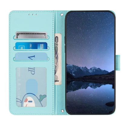 For Samsung Galaxy S25 5G Cat Rat Embossed Pattern RFID Leather Phone Case with Lanyard(Mint Green) by buy2fix