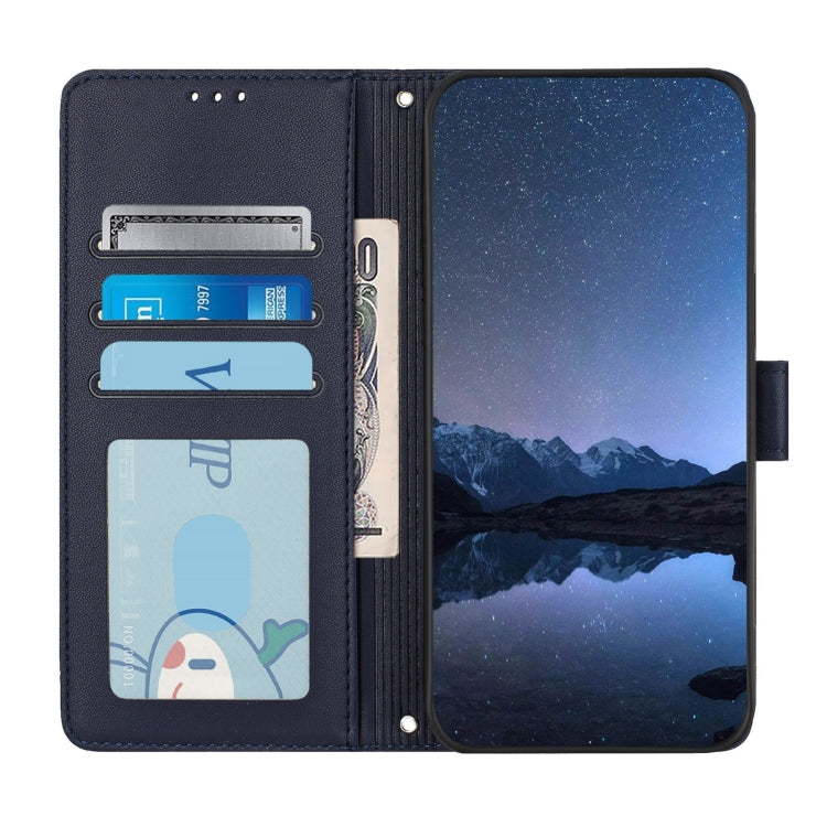 For Samsung Galaxy S25+ 5G Cat Rat Embossed Pattern RFID Leather Phone Case with Lanyard(Blue) by buy2fix